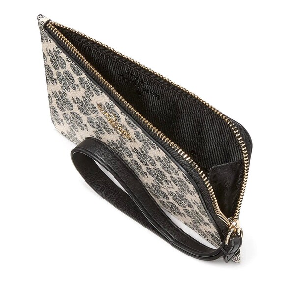 New Kate Spade Lucy Spade Flower Small L-Zip Wristlet Black Multi - Picture 3 of 3